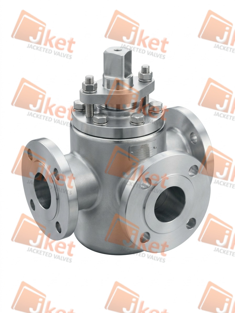 Full jacketed 3 way plug valve lubricating type