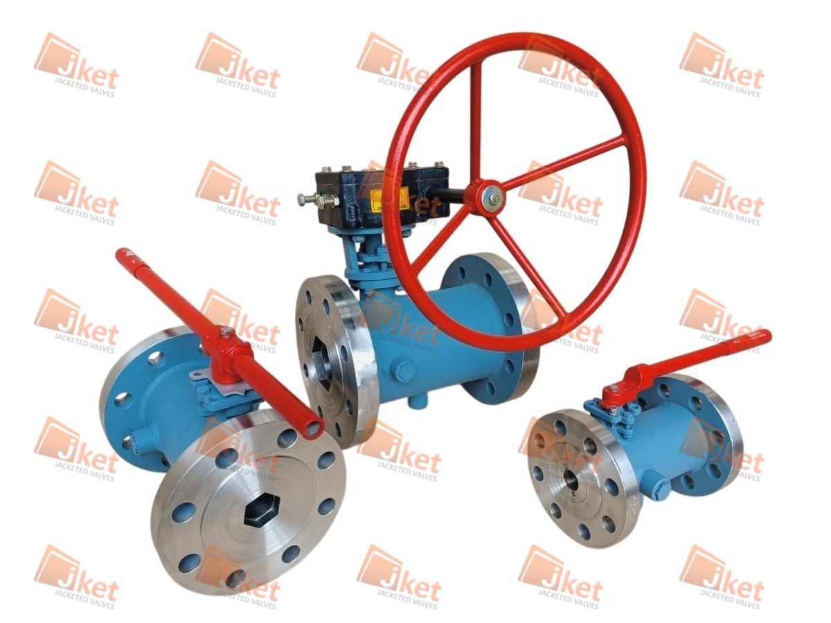 Full jacketed ball valves with lever and gear