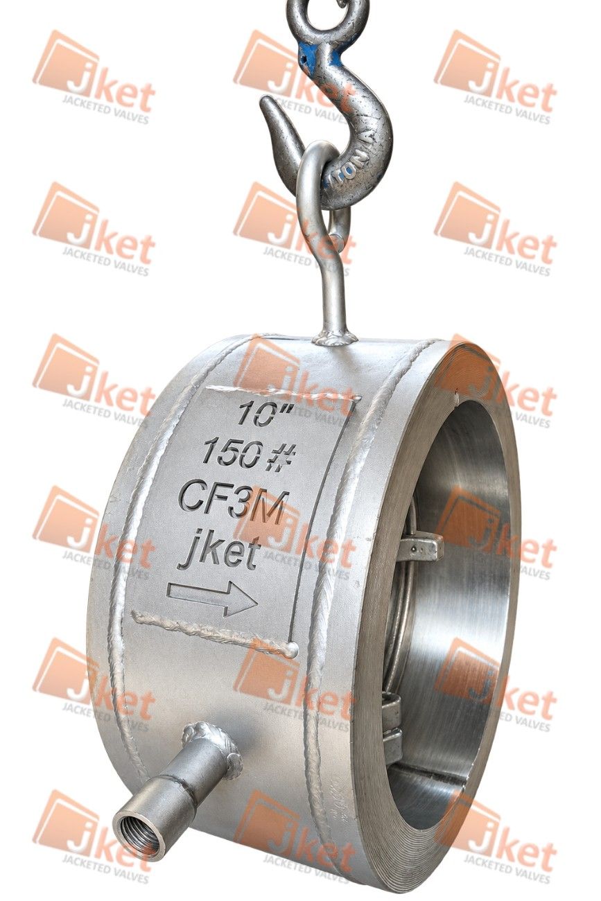 Front side view full jacketed dual plate check valve