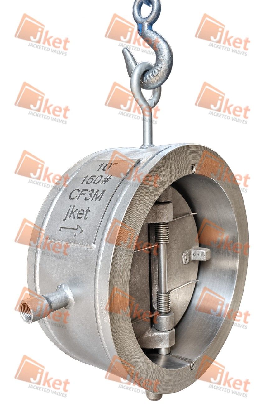 Front view full jacketed dual plate check valve