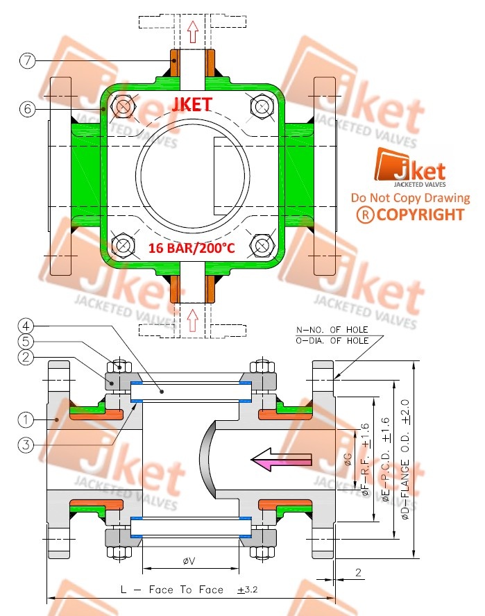 Sight flow indicator technical drawing